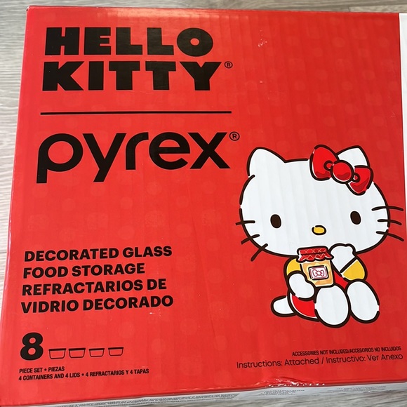 NEW!  HELLO KITTY Pyrex 8-Piece Decorated Food Storage - Picture 3 of 6